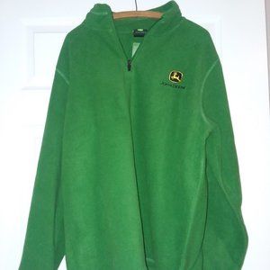 John Deere 1/4 Zip Pullover Men's Green Soft Fleece Jacket Long Sleeve SZ M